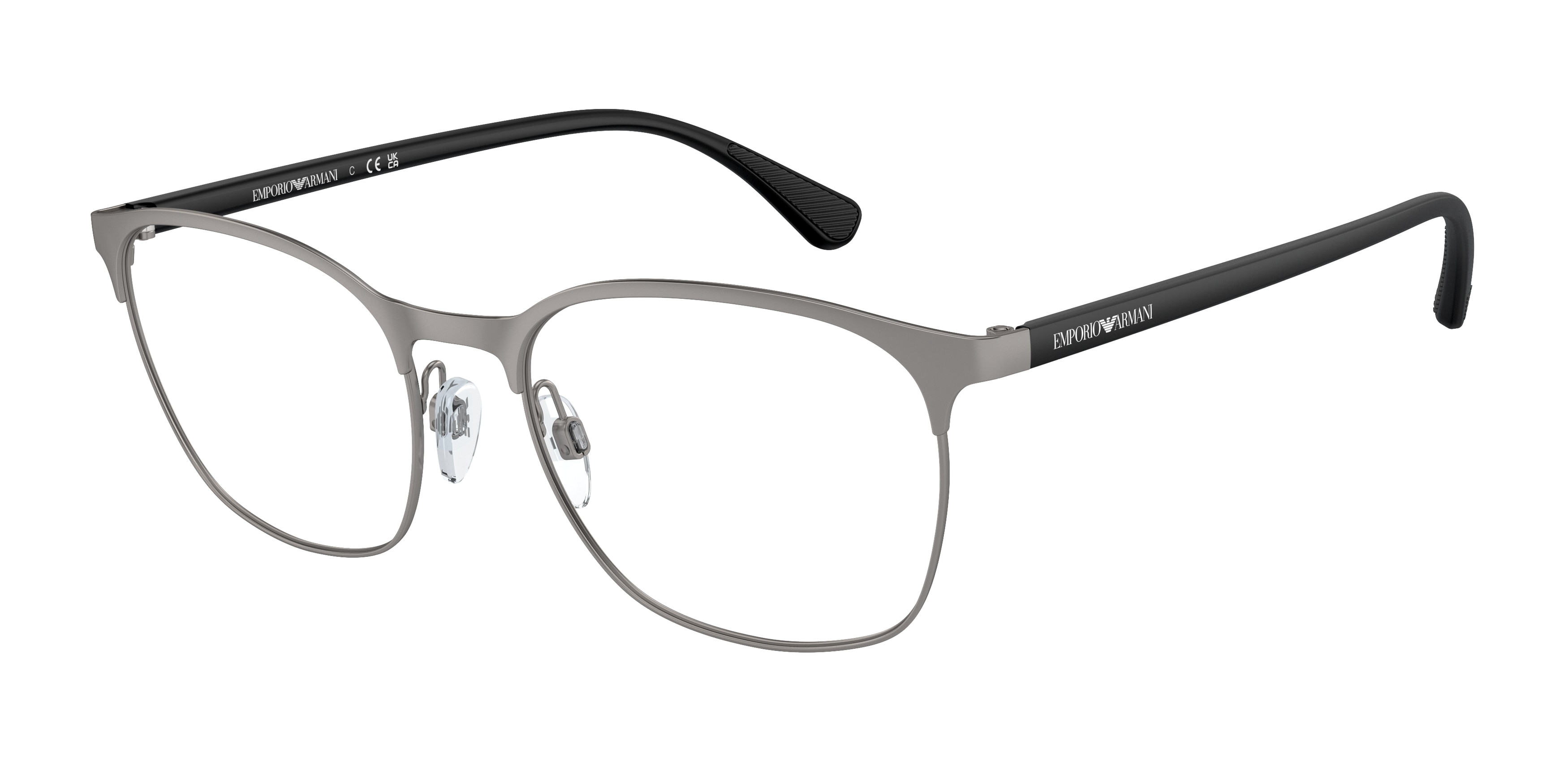 Emporio Armani Herren EA1114 3032 Optische Fassungen Metall Grau Transparent Rund Normal-image